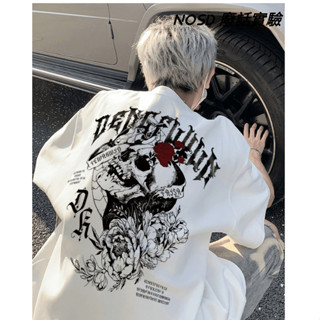 【NOSD】長版t 男生 t恤 oversize t恤 黑色上衣 美式短袖 印花 t恤 ootd 男 惡搞 t恤 短袖男
