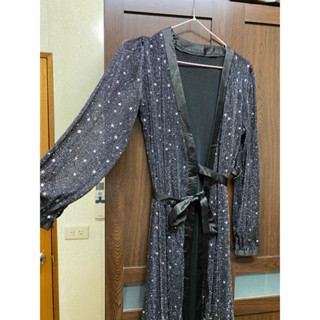 iris 網紅 長版睡衣 星星 黑色