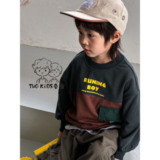 兒童長袖上衣［TWO KiDS 童裝230324］現貨日韓戶外拼接口袋衛衣 男童 大學T