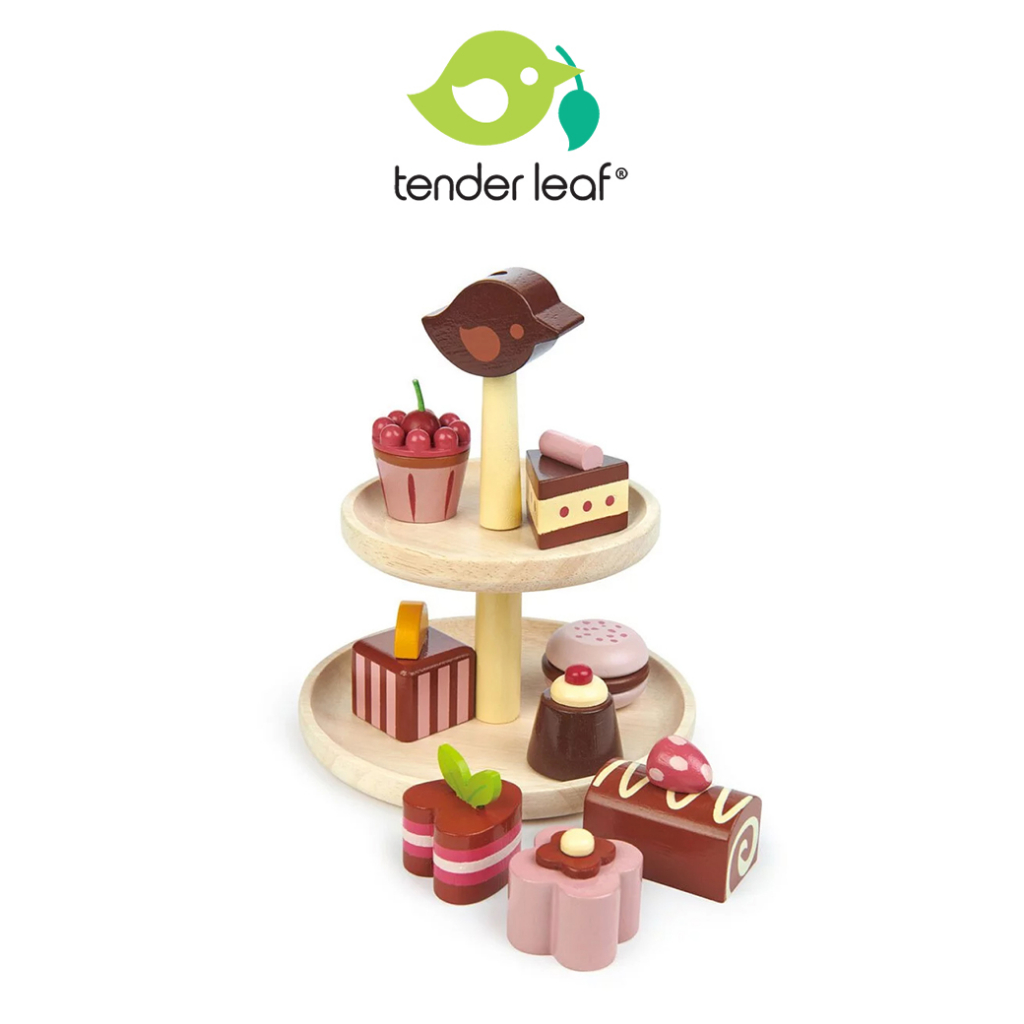 美國【Tender Leaf】雙層法式點心架 木質玩具 木製玩具 兒童玩具 扮家家酒玩具 ｜翔盛國際baby888