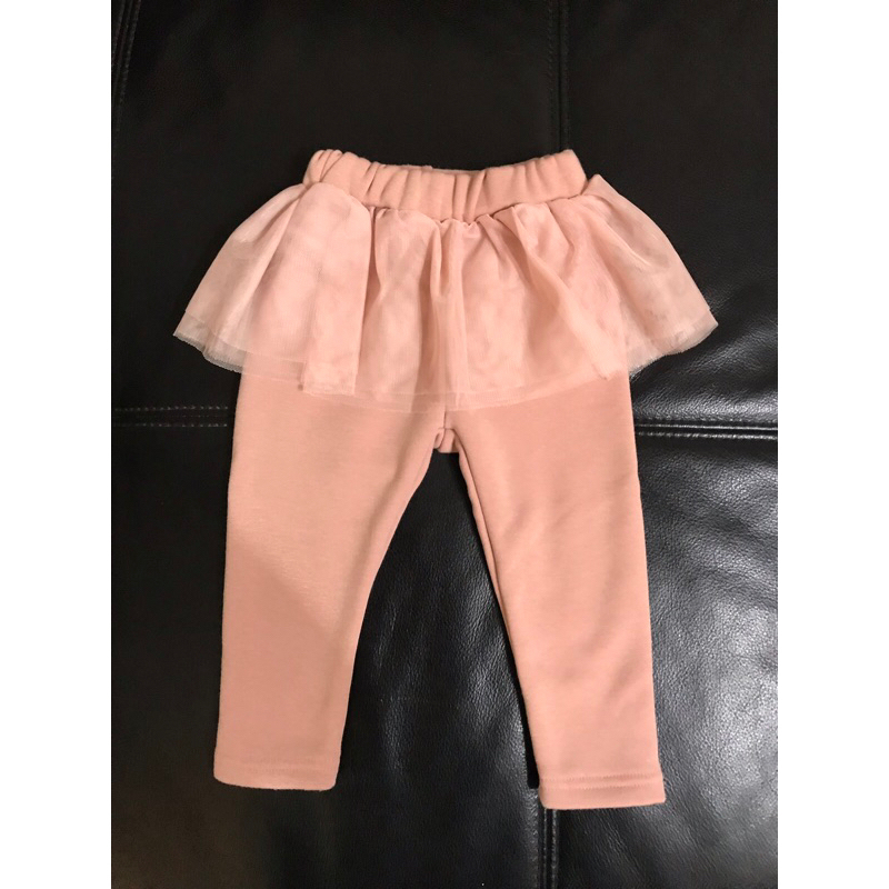 小女童粉紅色鋪絨紗裙長褲（尺寸L)版小/約80可穿/圖2.較接近原色