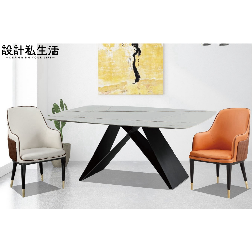 【設計私生活】薩維爾6尺工業風白金岩板餐桌(部份地區免運費)112A高雄