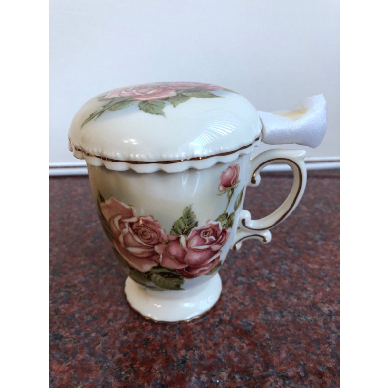 日本古典玫瑰骨瓷泡茶杯