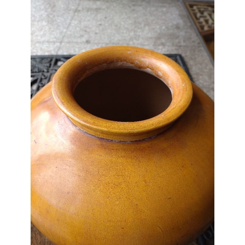 早期黃色釉老陶甕/花瓶