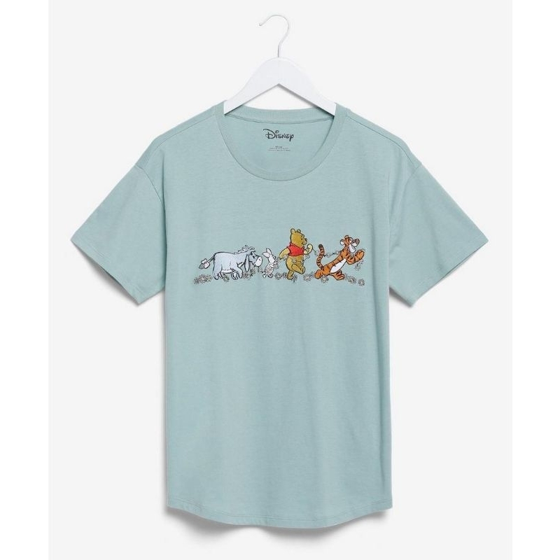 🌟正品🌟小熊維尼Winnie the Pooh全刺繡 稀有 美國🇺🇸BOXLUNCH專櫃 Disney迪士尼T恤上衣淡綠