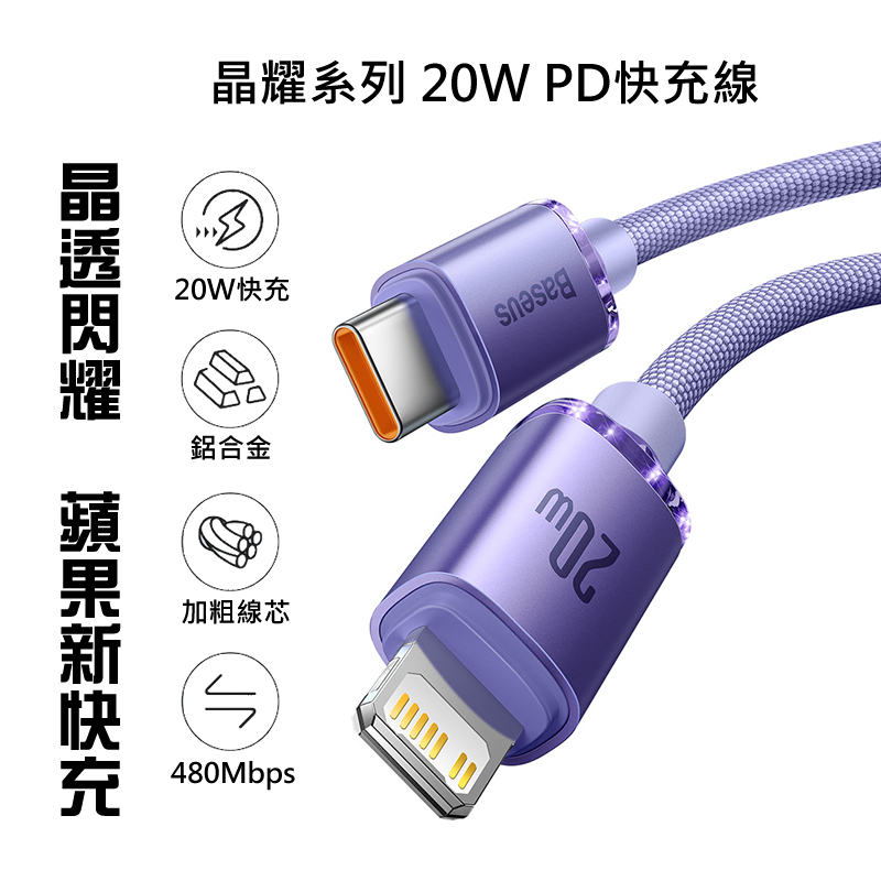 倍思晶耀 iPhone17 i16 i15 100W充電線 i14 20W快充線 i13 i12 布藝傳輸線 適蘋果手機