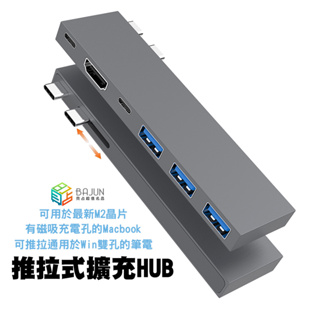 【貝占】Macbook M2 Air Pro Win 筆電 專用 可推拉 HUB 擴充器 拓展 HDMI 讀卡機 USB