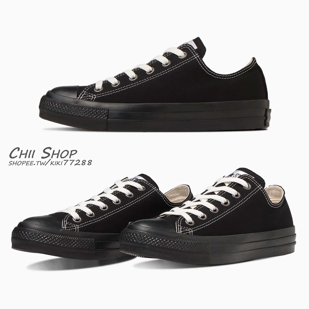 【CHII】日本限定 Converse ALL STAR Ⓡ EY OX 低筒 銀釦 黑色 全黑