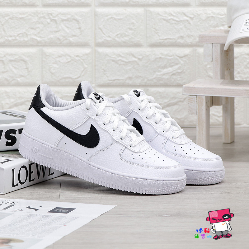 球鞋補習班 NIKE AIR FORCE 1 GS 白黑 經典黑勾 荔枝皮 GD 女 大童 復古 CT3839-100