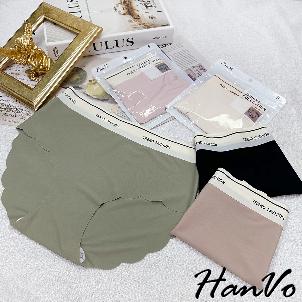 【HanVo】無痕冰絲運動風裸感中腰內褲 涼感獨立包裝純棉底襠 流行少女內褲 內著 5756