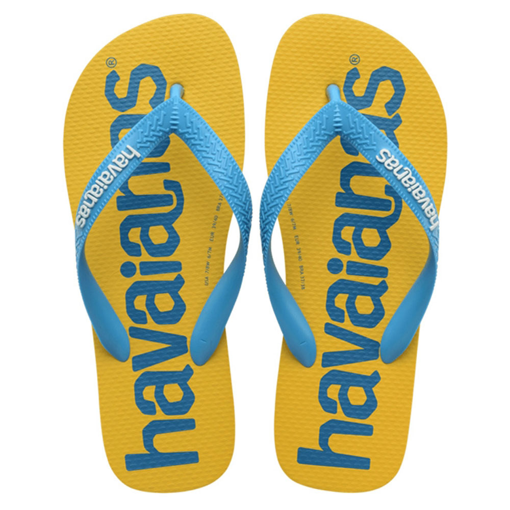 Havaianas 哈瓦仕 男鞋 女鞋 拖鞋 夾腳拖 人字拖 大LOGO 黃藍【運動世界】4145741-0121U