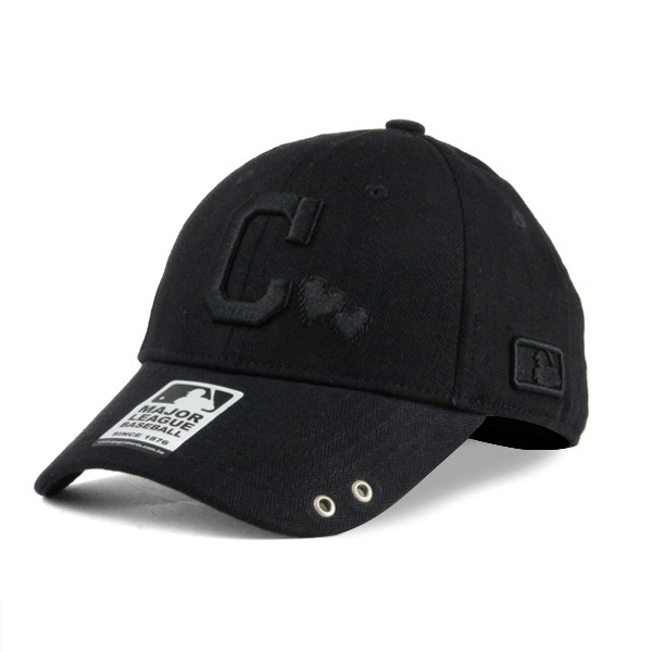 【MLB Old Fashioned Cap】印地安人 人字布 C 黑 老帽 愛心 鴨舌【ANGEL NEW ERA 】