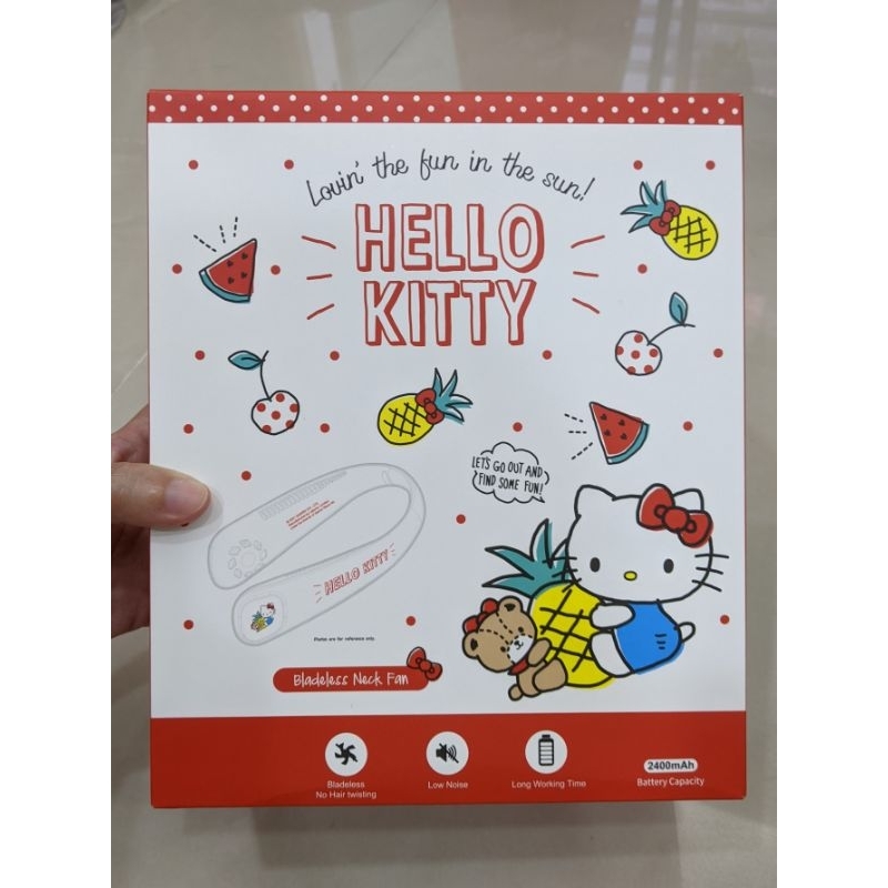 Sanrio 三麗鷗 康文國際 Hello Kitty 正版授權 無葉掛頸式風扇-KT