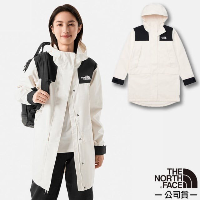 【美國 The North Face】送》女 款保暖中長版連帽防水外套 登山雨衣 衝鋒衣 工裝外套 風衣 大衣_81RZ