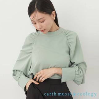 earth music&ecology 素面抽褶削肩剪裁設計襯衫上衣(1N33L0A0800)