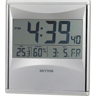RHYTHM CLOCK 日本麗聲數位電子液晶式溫.濕度顯示掛鐘/座鐘/鬧鐘三用 型號：LCW011NR19【神梭鐘錶】
