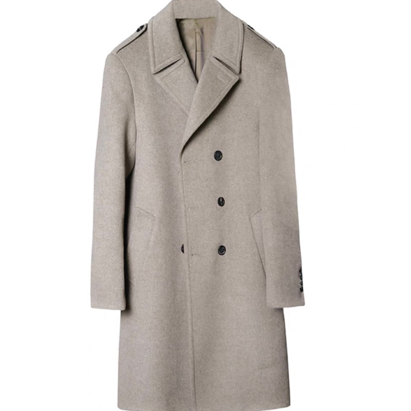 CATTAUN經典復古工裝60%羊毛大衣男士紳士秋冬中長款雙排釦加厚毛呢大衣外套
