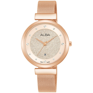 ALBA 雅柏 米蘭帶晶鑽女錶 32mm 玫瑰金（AH7CA0X1／VJ22-X403P）