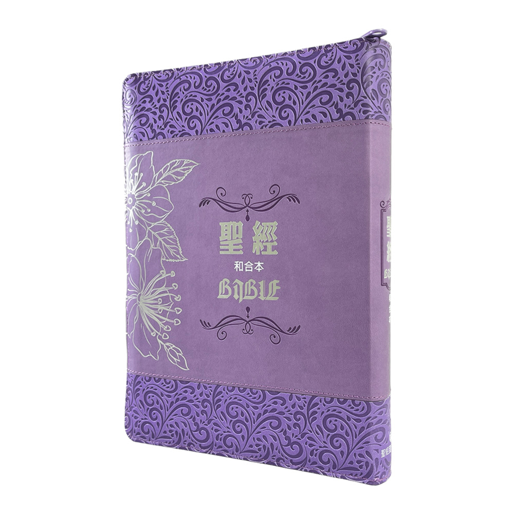 中文聖經 (16.5x23.5繽紛紫/青綠幾何.和合本.神版.大字.紅字版.皮面.拉鍊.索引.限量版)