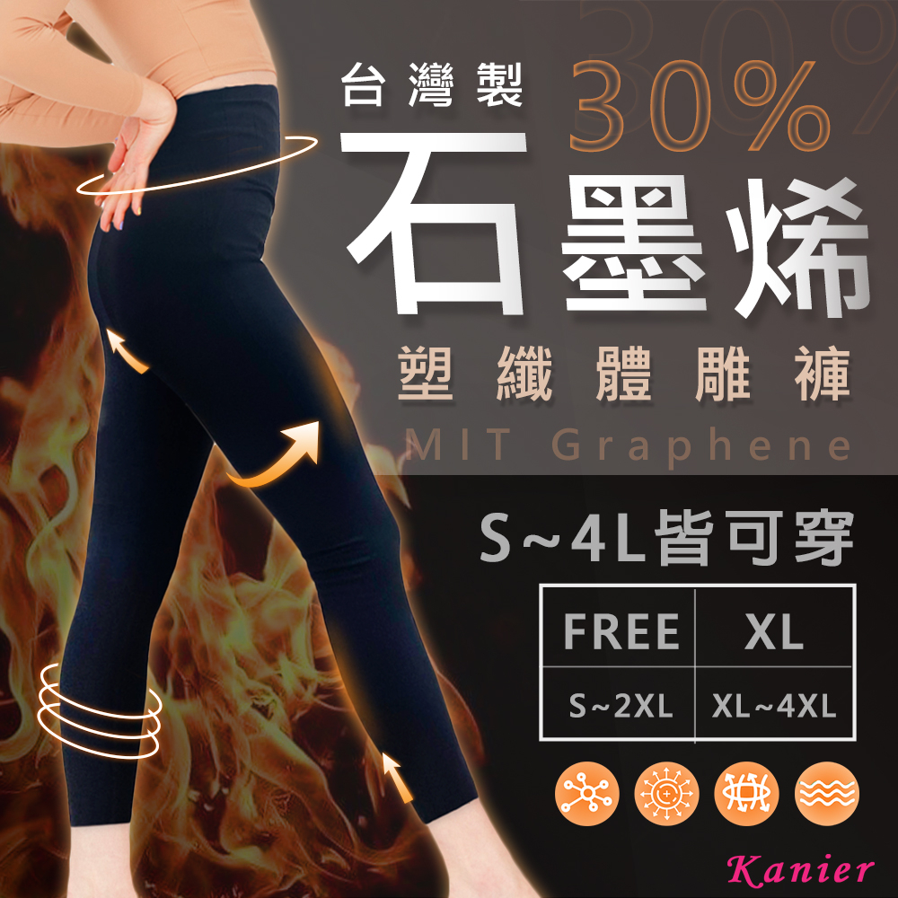 【Kanier卡妮兒內衣】台灣製石墨烯塑纖體雕褲(S~4L皆可穿)