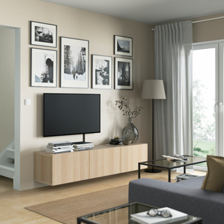 北歐LOFT風格IKEA宜家BESTÅ電視櫃含門片含櫃腳收納櫃抽屜櫃層櫃/橡木紋/180x42/二手八成新/特$4800