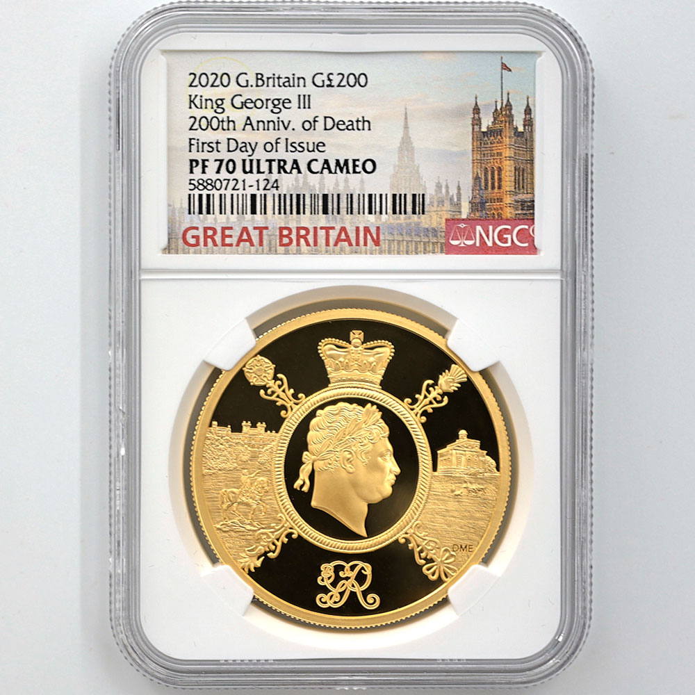 2020年 英國 喬治三世逝世 200 週年  200 英鎊  2 盎司 精製金幣 NGC PF 70 UC FDOI