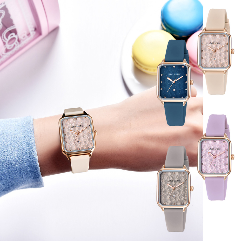 【WANgT】Jonas Jasmin JJ-2238 高尚絢麗多彩花海浮雕鑽圈錶盤女腕錶
