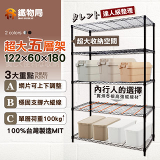 【鐵物局】"免運費"100%MIT★122X60X180極深大容量五層架★鐵力士架/收納架/波浪架/層架