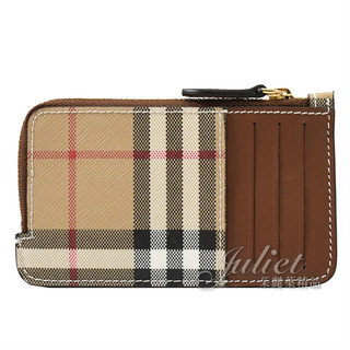 【茱麗葉精品】BURBERRY 8058014 Somerset 經典格紋卡片零錢包.咖邊 現貨在台