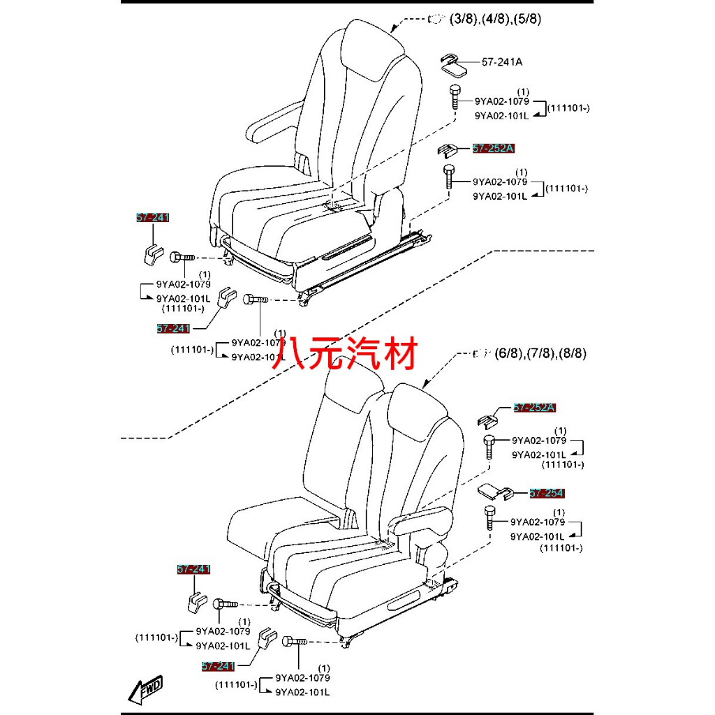 ®八元汽車材料® Mazda 5 / I-MAX / ESCAPE 座椅底座蓋子 全新品/正廠零件