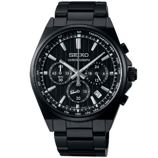 SEIKO SK037 精工錶CS系列(8T63-01T0SD/SBTR037J)條紋面盤三眼計時紳士潮流男錶 41mm
