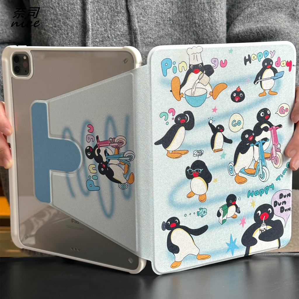 藍色小企鵝 旋轉iPad 10保護套 平板保護殼2022 Pro 11 Air 5 10.9吋 mini 6 9 8 7