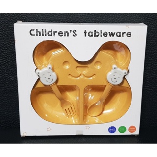 《蝦皮最便宜》小熊造型兒童餐具 餐盤 叉子 湯匙