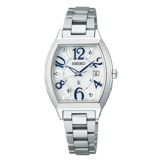 Seiko 精工錶 Lukia 1B32-0BD0S(SSVW213J)酒桶型太陽能電波女士時尚腕錶 白麵 27.5mm