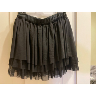 日本Michel Klein副牌KLEIN PLUS黑色紗質多層次蓬蓬襯褲/褲裙