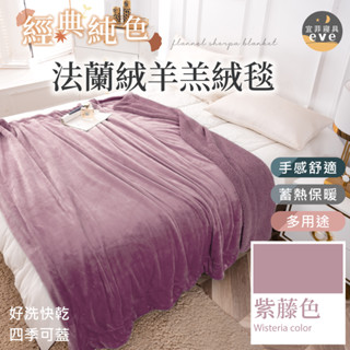 【宜菲】純色法蘭絨+羊羔絨雙面保暖毯 紫藤色 被子 絨毛 法蘭絨毛 蓄溫 保暖 發熱 冬被 毯子 毛毯 雙層絨毛