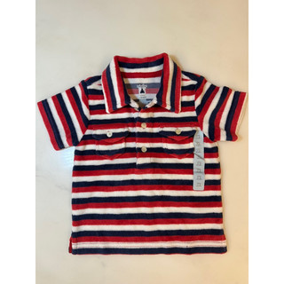 美國攜回保證真品全新Baby Gap 紅藍條紋毛巾布短袖Polo 衫 12-18個月