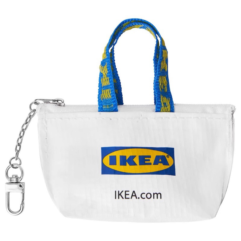 IKEA 迷你購物袋/零錢包/鑰匙圈，白/藍 全新，吊牌未拆