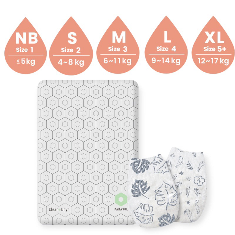 [BB store 佳嬰] Parasol Clear + Dry™  新科技水凝尿布 水凝尿布 尿布 紙尿布