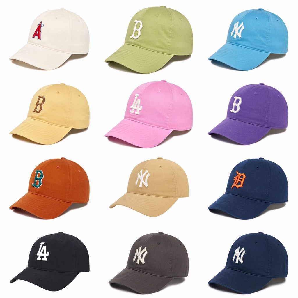 韓國製 韓國 繽紛亮色 MLB Korea 大logo棒球帽 軟頂 老帽 棒球帽 頭圍可調式 小顏神器 N cover