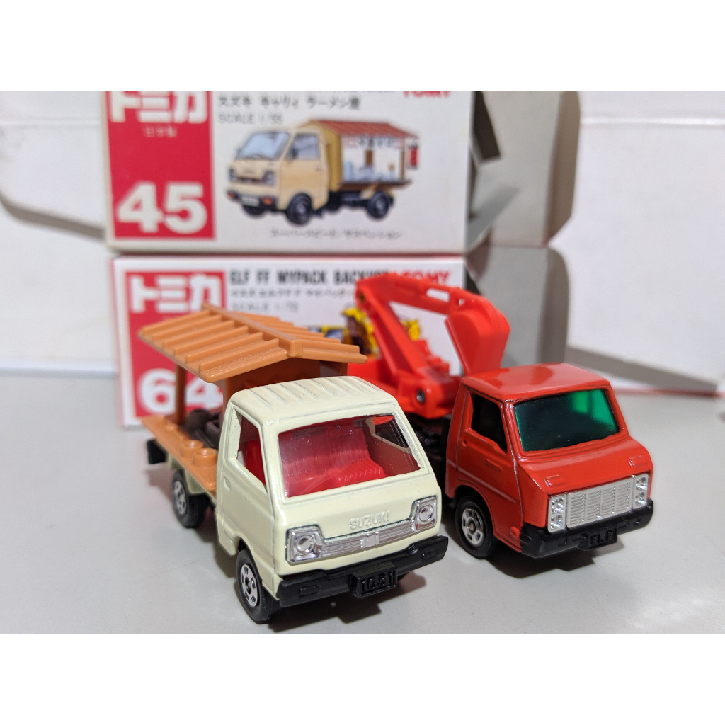 多美 tomy Tomica 45 Suzuki Carry  拉麵 屋台車 64 ELF FF 挖土機 日本製 紅盒