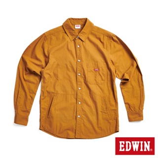 EDWIN 紅標長袖襯衫式外套(灰卡其)-男款