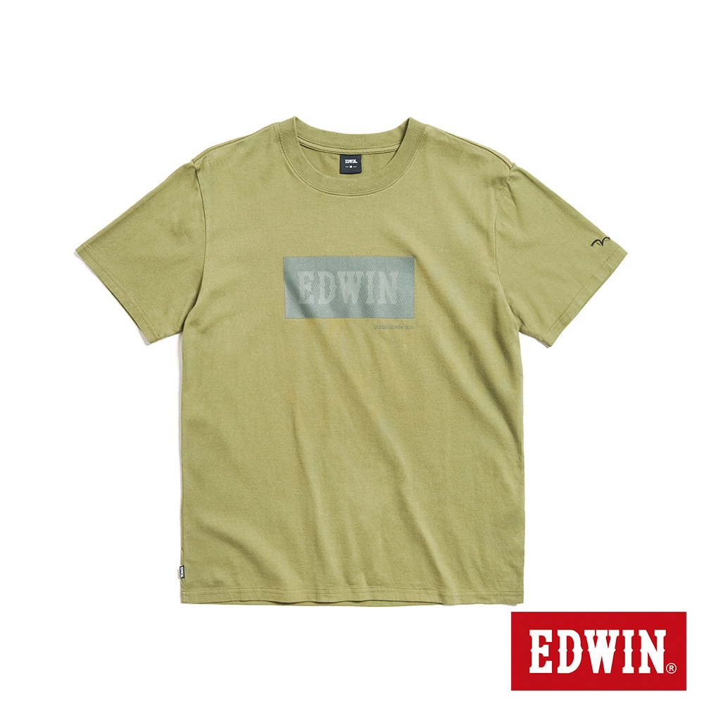 EDWIN 斜紋BOX LOGO印花短袖T恤(灰綠色)-男款