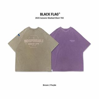 光環城堡【 BLACK FLAG 】Washed Short Tee/水洗短Tee ( 棕色 / 紫色 / 現貨 )