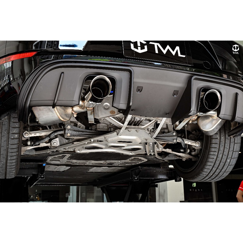 TWL台灣碳纖 Porsche 718 Cayman GT4 GTS4.0 中尾段排氣管 改裝升級 另有碳纖維後下巴