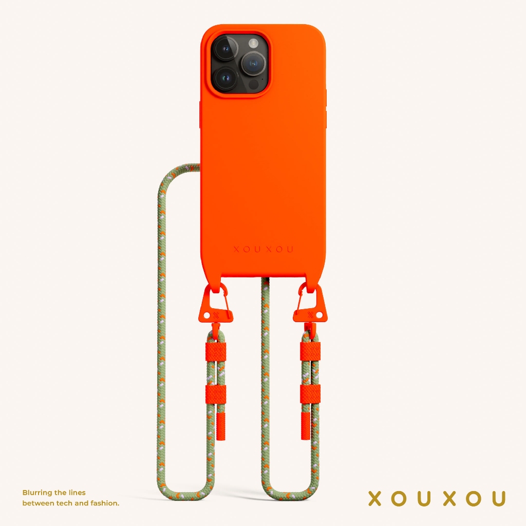 XOUXOU / 6mm掛繩手機殼組-霓虹橘Neon Orange