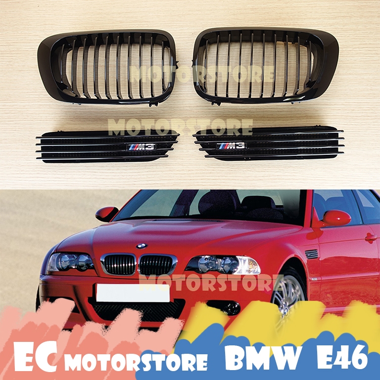 【組合】 BMW E46 M3 2門 2001-2006年 亮黑 鼻頭 水箱護罩 水箱罩 鯊魚鰭 鯊魚鰓 側腮