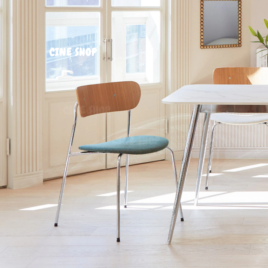 『CINE』簡約ins餐椅 銀鋼木製椅子 咖啡廳設計室內餐桌椅 餐椅 椅子
