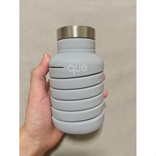 🧃全新商品｜美國Que Bottle伸縮運動外出水瓶600ml/極簡灰 運動水瓶 運動水壺 伸縮水瓶