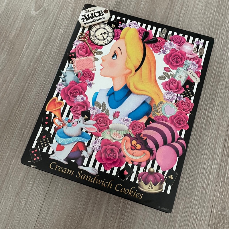 日本迪士尼愛麗絲Alice夢遊仙境餅乾鐵盒
